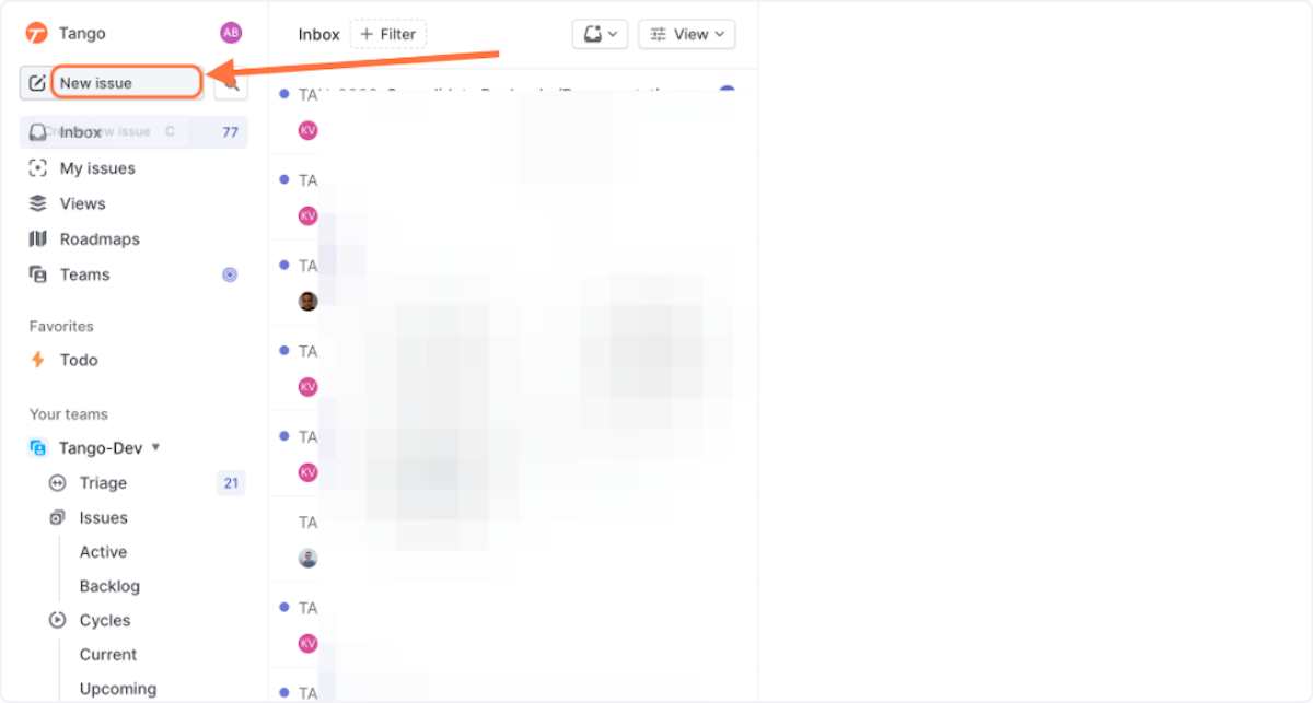 Click on Create new issue…