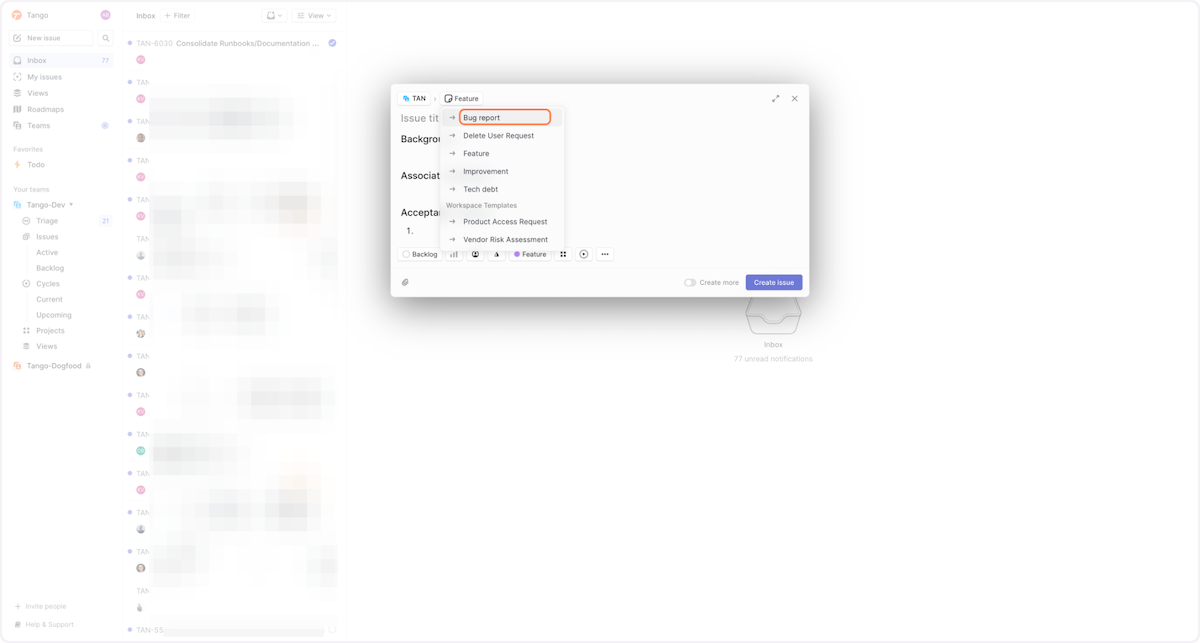 Click on Bug report