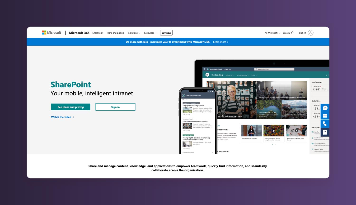 A screenshot of SharePoint platform.