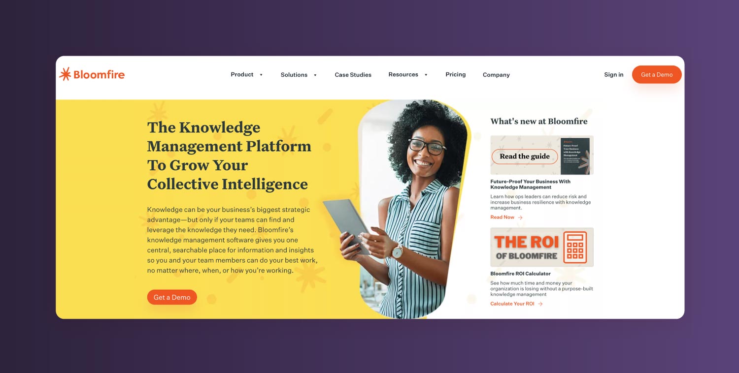 A screenshot of the Bloomfire platform.