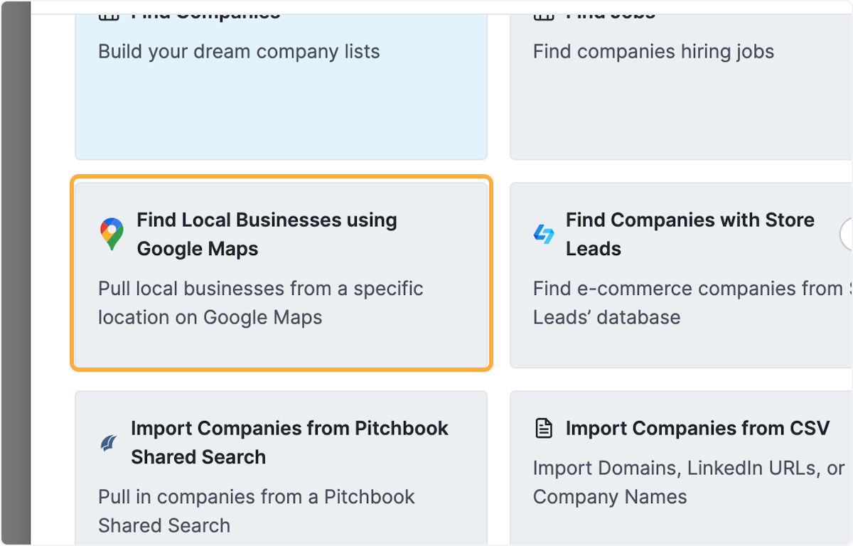 Click on Find Local Businesses using Google Maps…