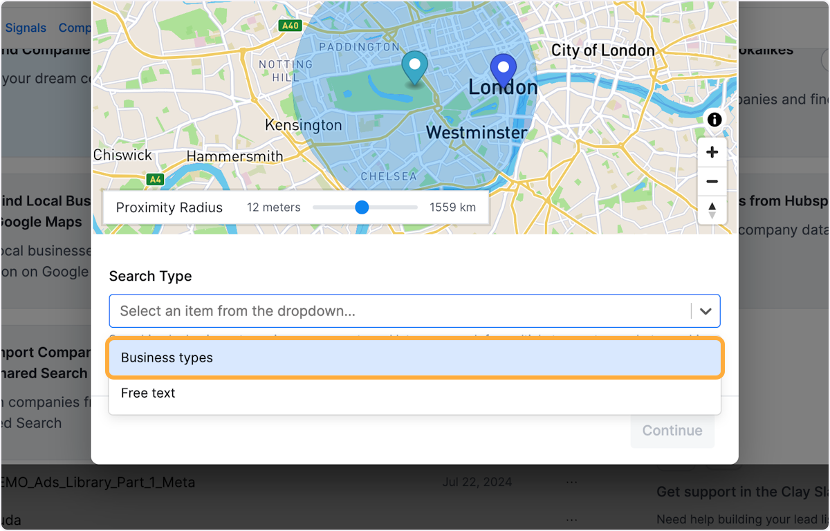 Click on Search Type and select "Business types"