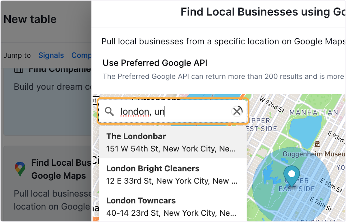 Type the location you are looking for. In this example: "London"