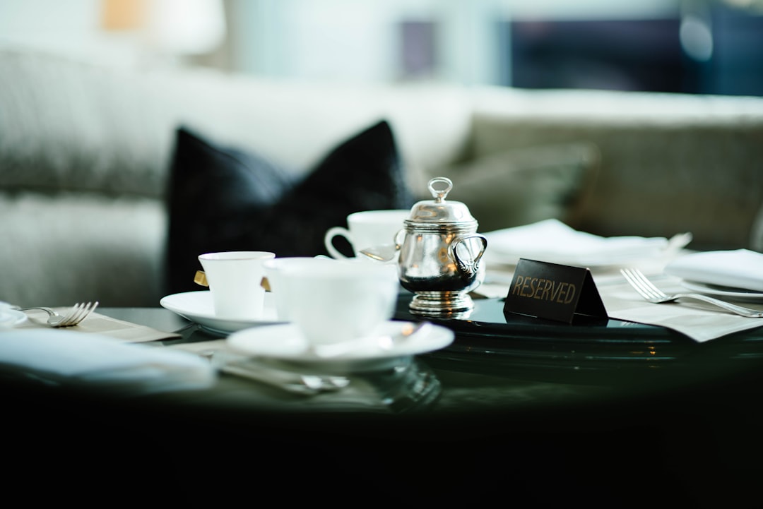beautifully set catering table with coffee and refreshments beautifully set catering table with coffee and refreshments