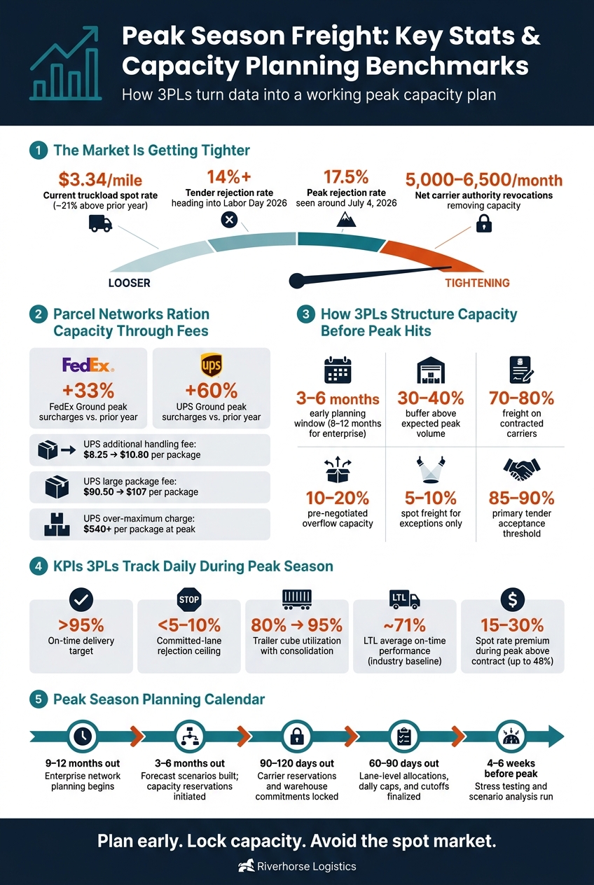 Peak Season Freight: Key Stats & Capacity Planning Benchmarks for 3PLs