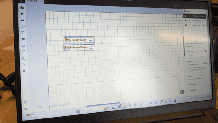 An image of the UI used to cut out the acrylic