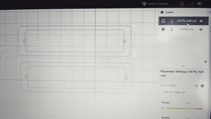 A screenshot of the ui selecting the half-cut rather than the full cut