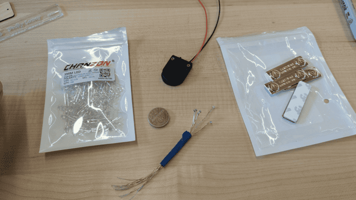 The electronics needed to power the nametag