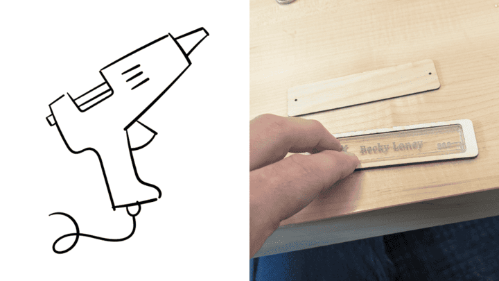 Hot gluing the acrylic into the plywood frame