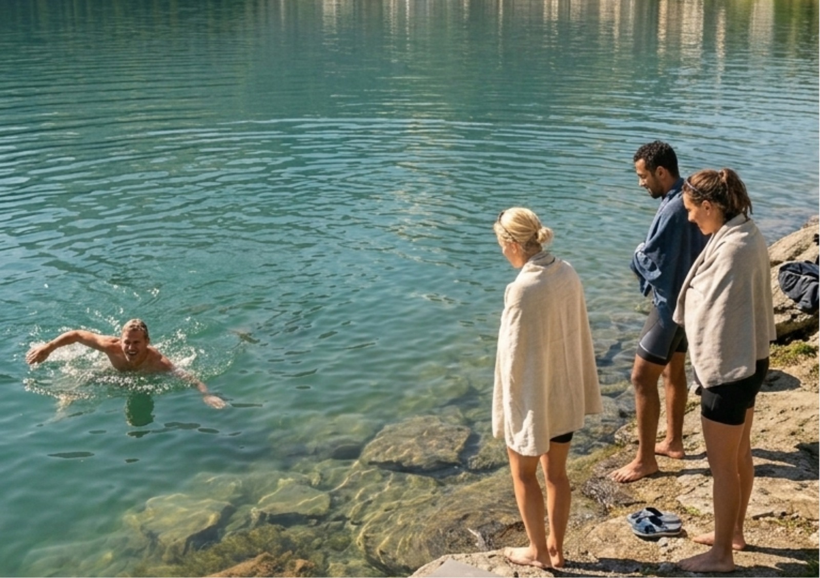 Adult and family-friendly running camp participants enjoying free-time exploring St. Moritz Switzerland