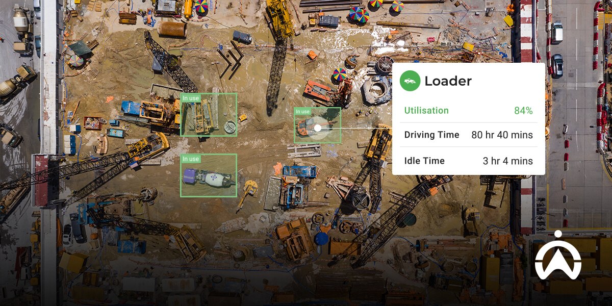 Cartrack business GPS tracking use cases at construction site with machinery and loader usage stats.