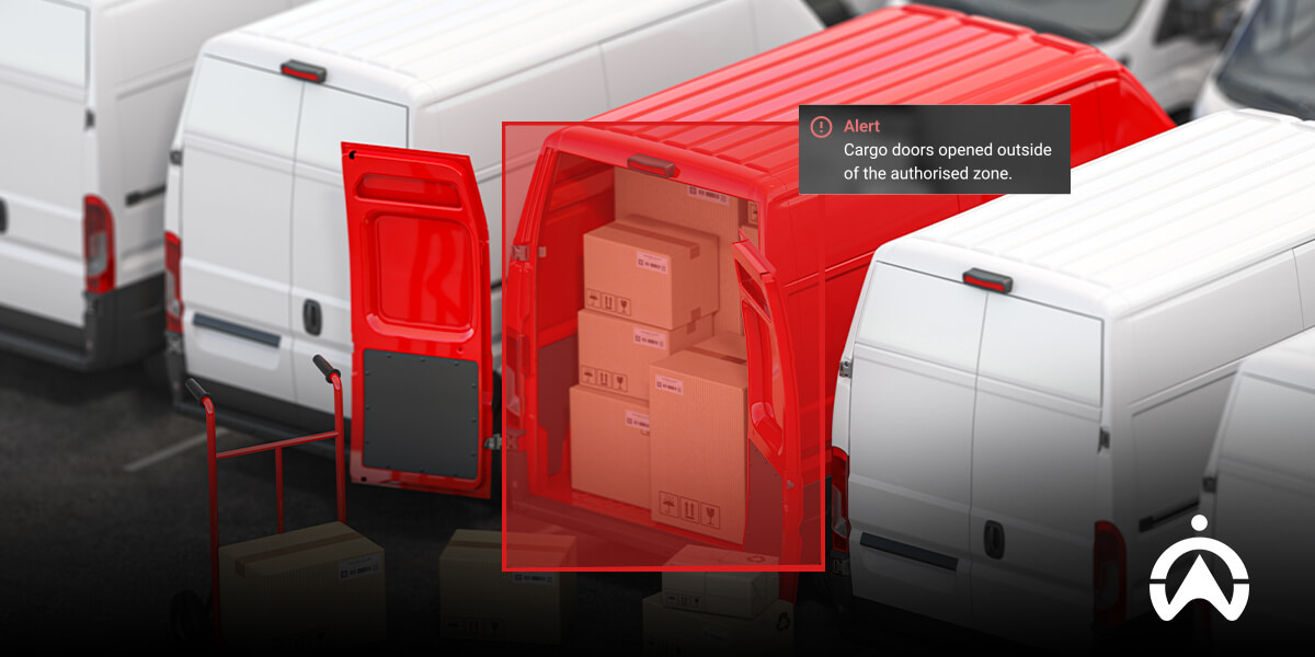 Cartrack alert detects potential hijacking of courier vehicle as cargo doors open outside authorised zone.