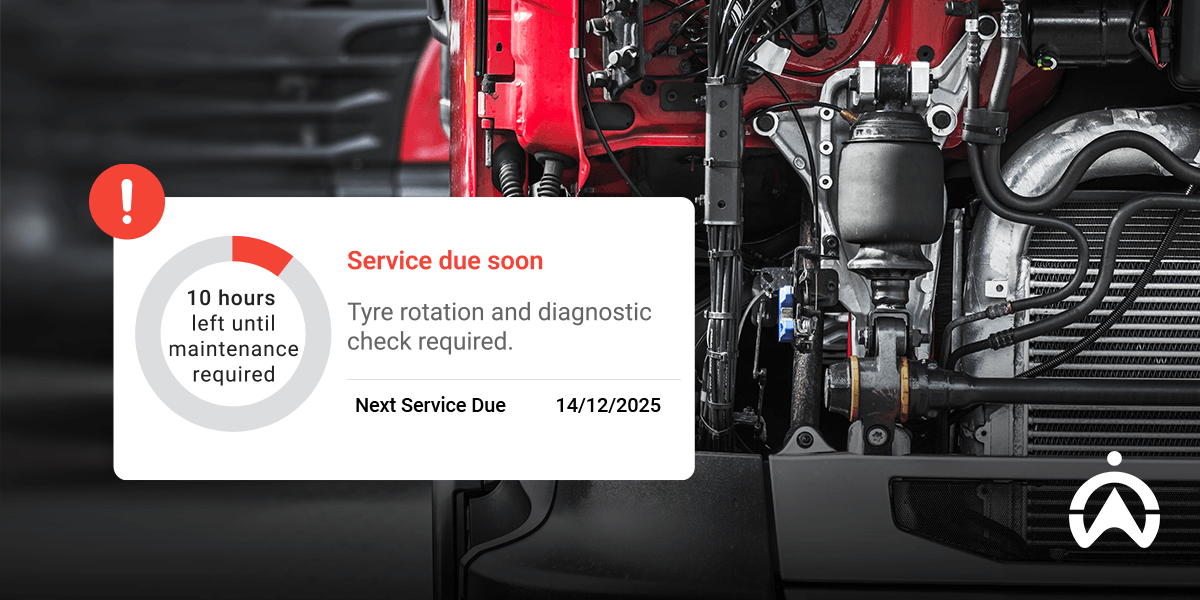 Vehicle maintenance alert showing service countdown for predictive maintenance.