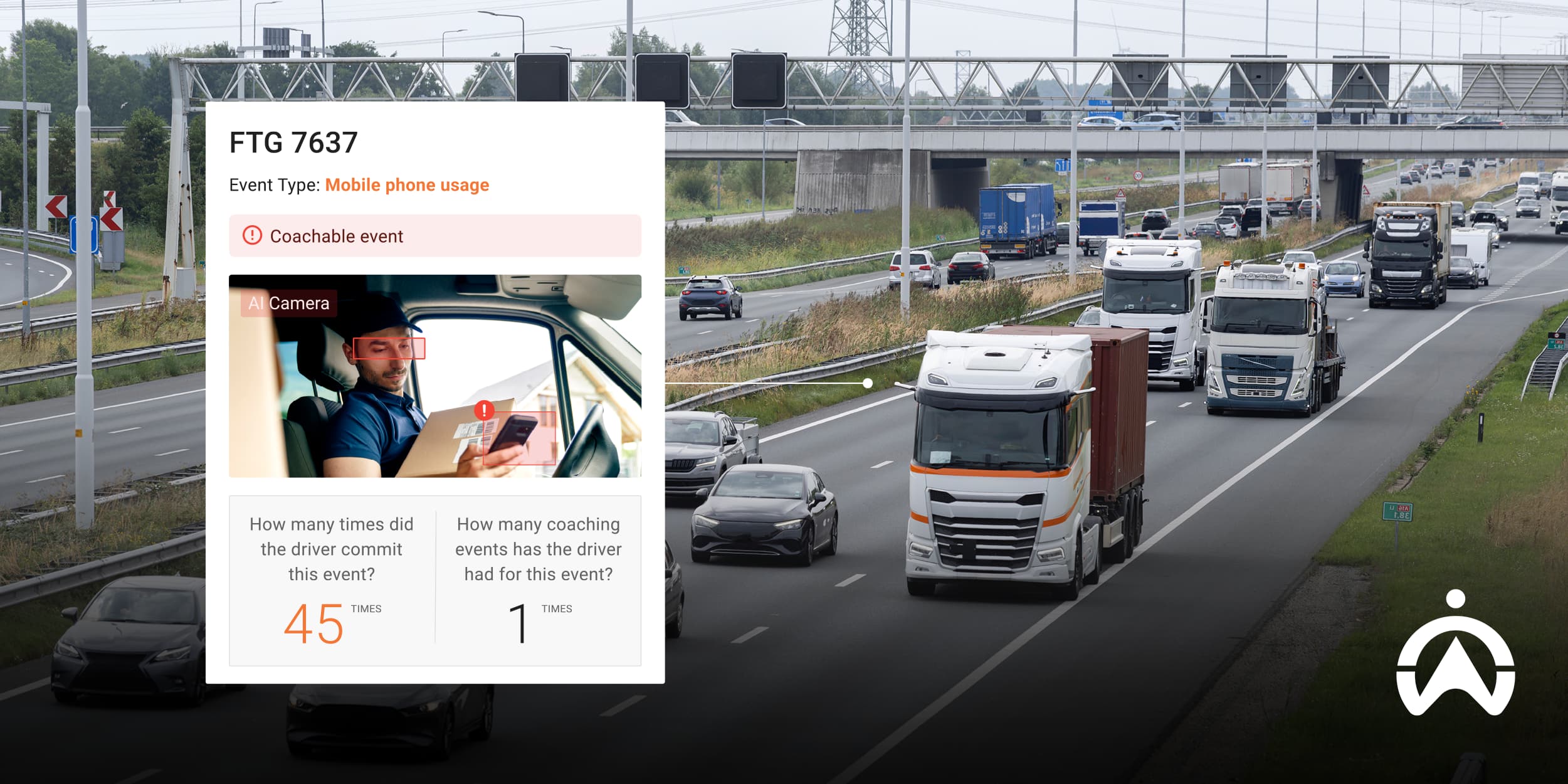 Dashboard showing driver phone usage data powered by AI-powered SaaS solutions.