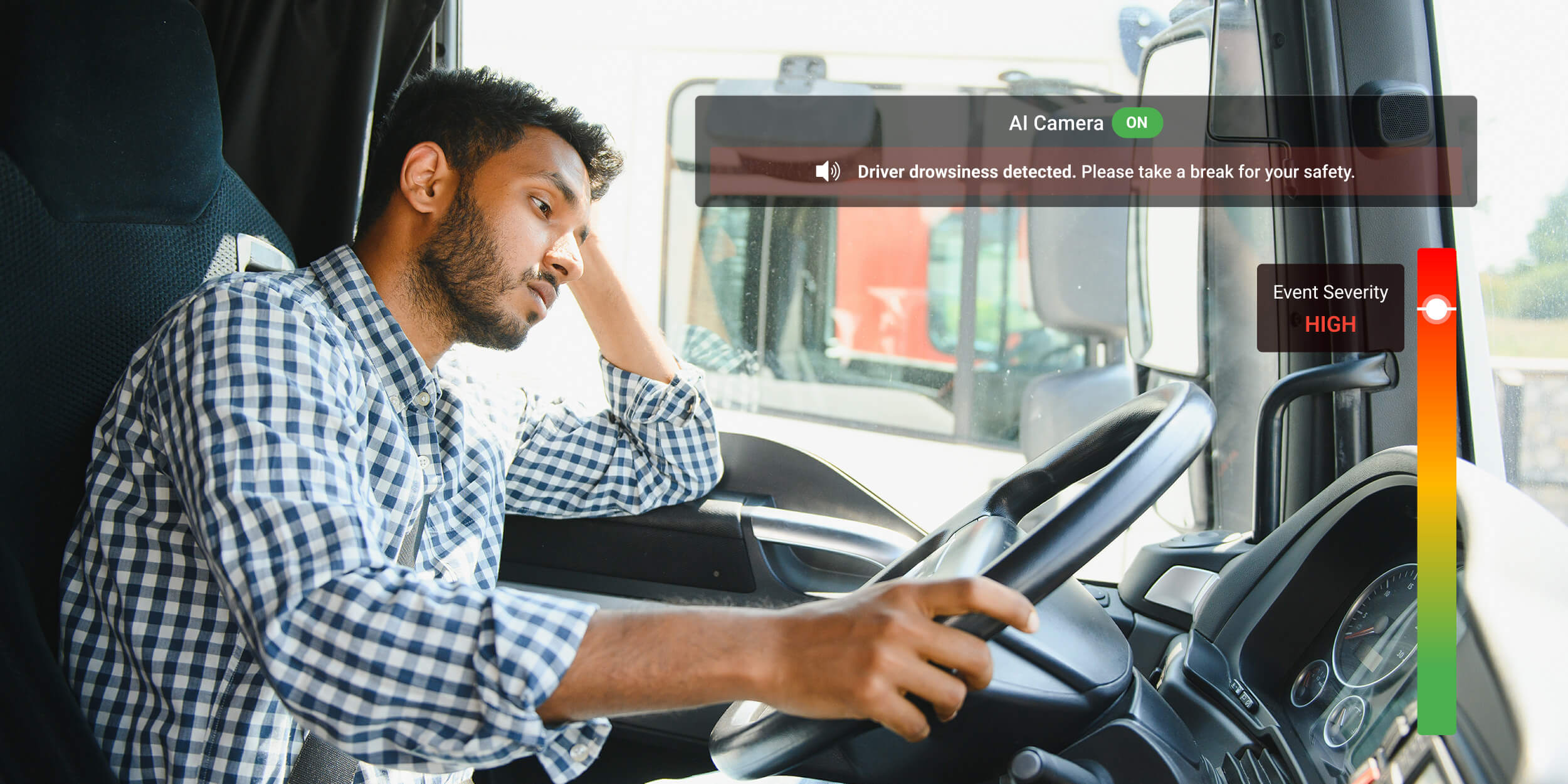 Cartrack AI camera displaying a notification for driver fatigue