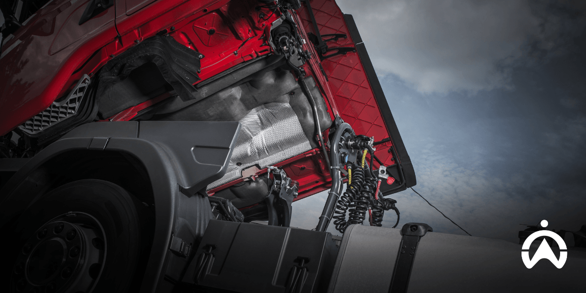Open truck cabin with mechanical connectors, highlighting how to reduce vehicle maintenance costs.