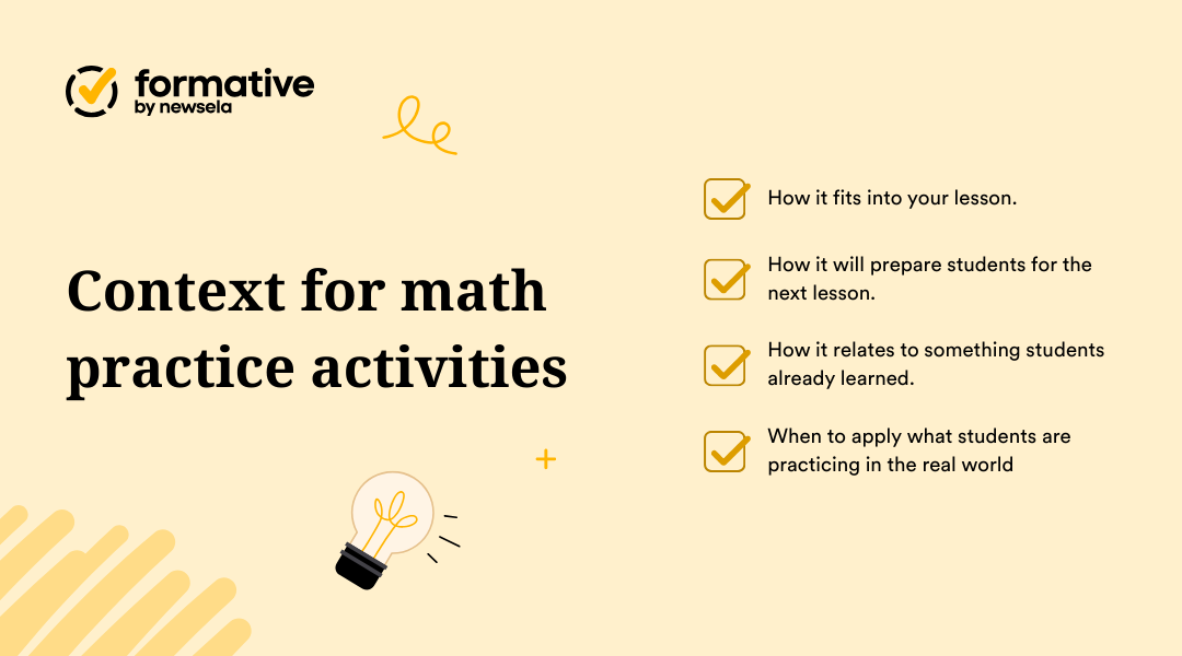 Context for math practice activities