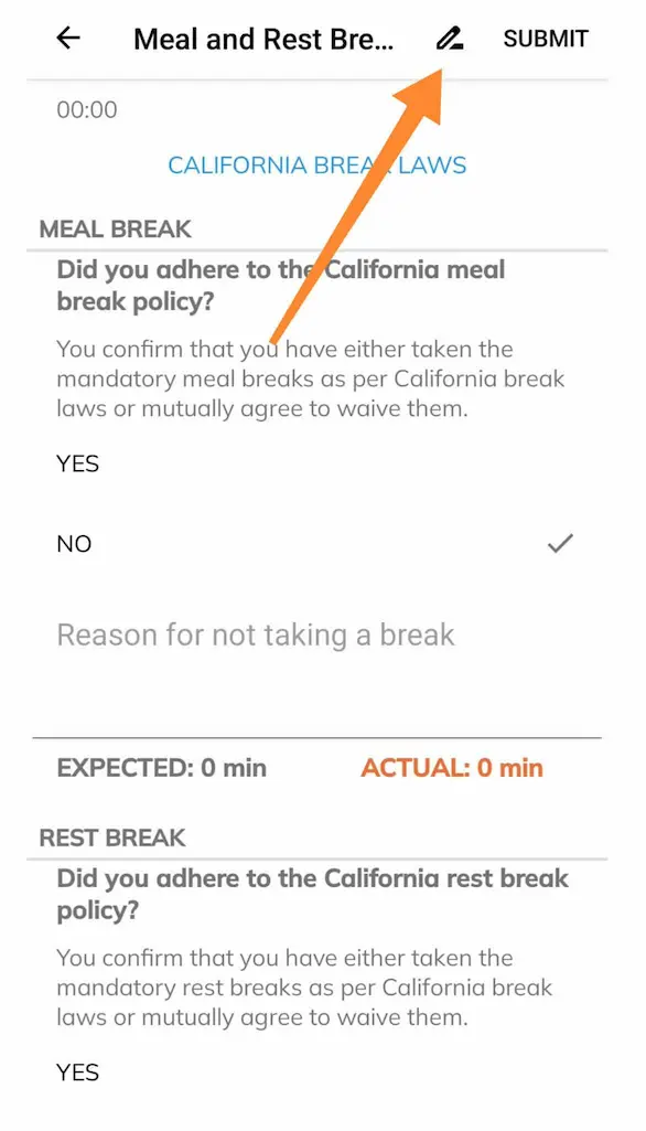 digital signatures meal breaks timeero