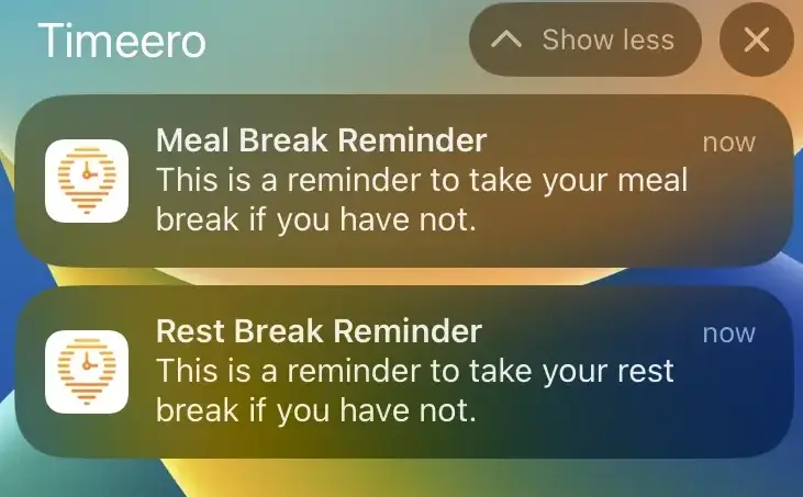 california break reminders mobile