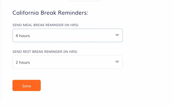 california break reminders settings