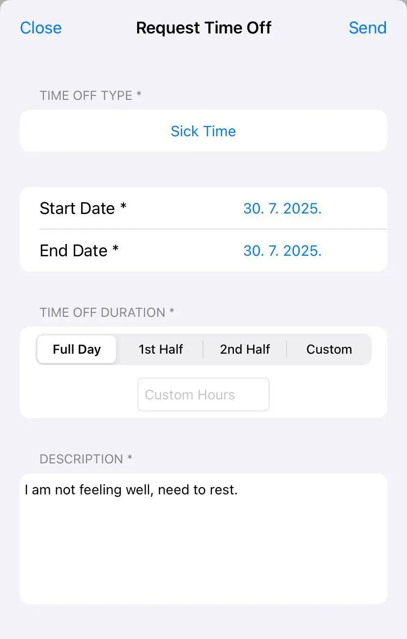 Paid Time Off request