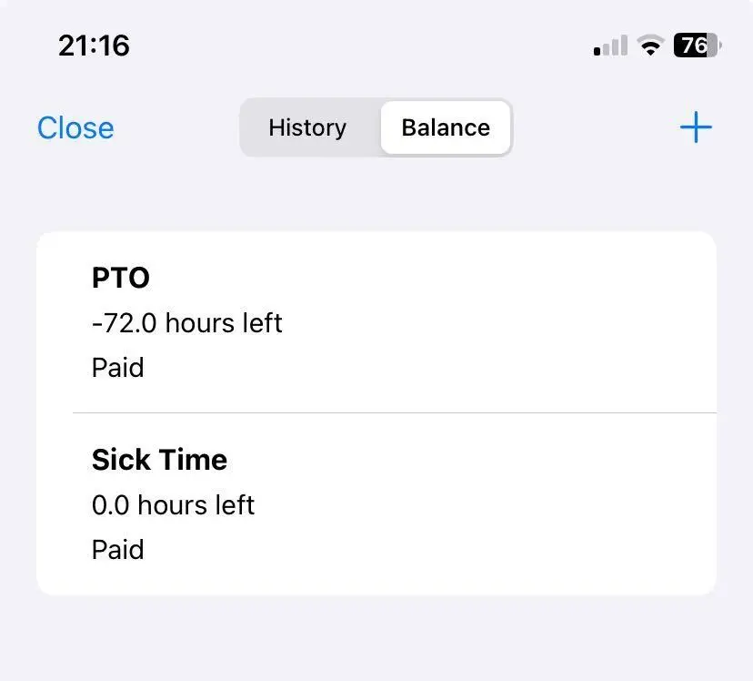 timeero paid time off balance