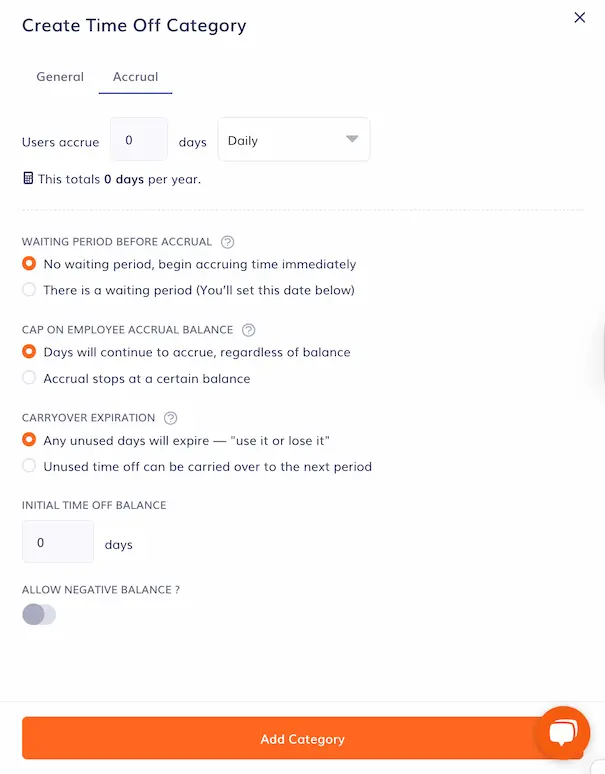 timeero pto tracking accruals