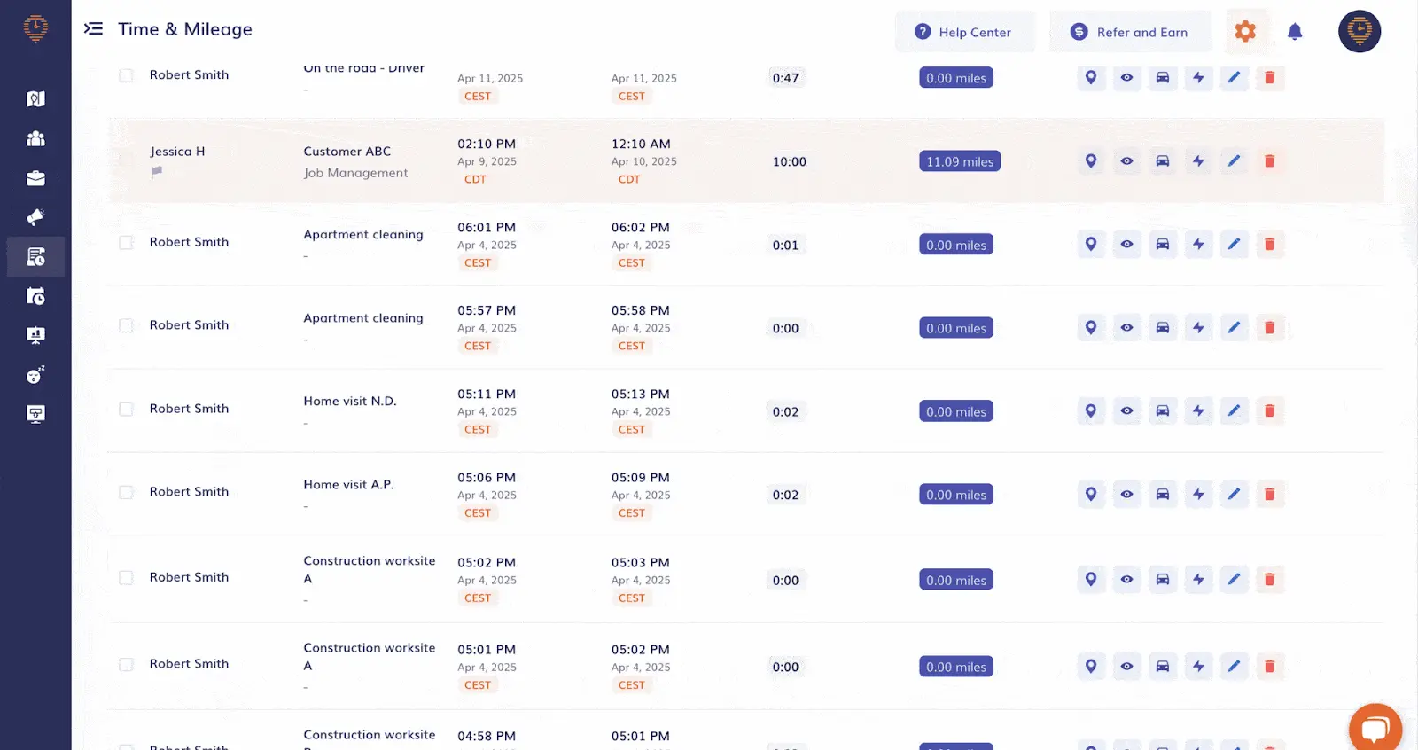 timeero mileage tracking software