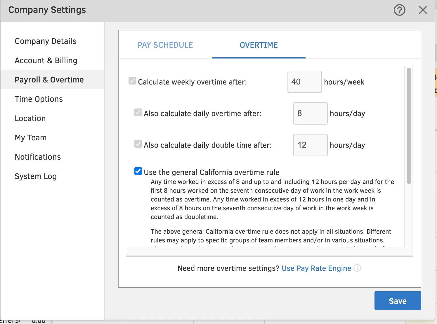 quickbooks time review payroll and overtime settings