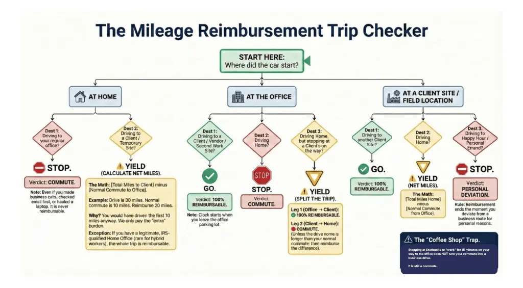 mileage reimbursement which miles to pay for decision tree 