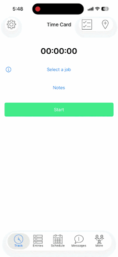 All workday records are available through the Entries tab in the Timeero mobile app