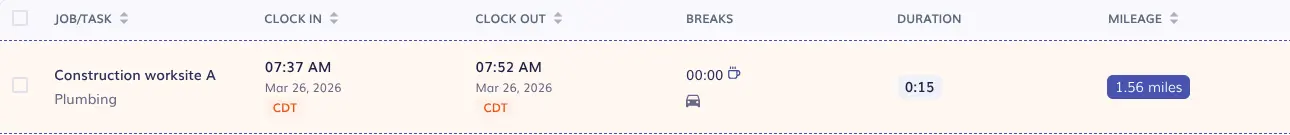 timeero timesheet with mileage recorde