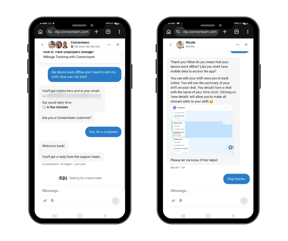 connecteam support chat