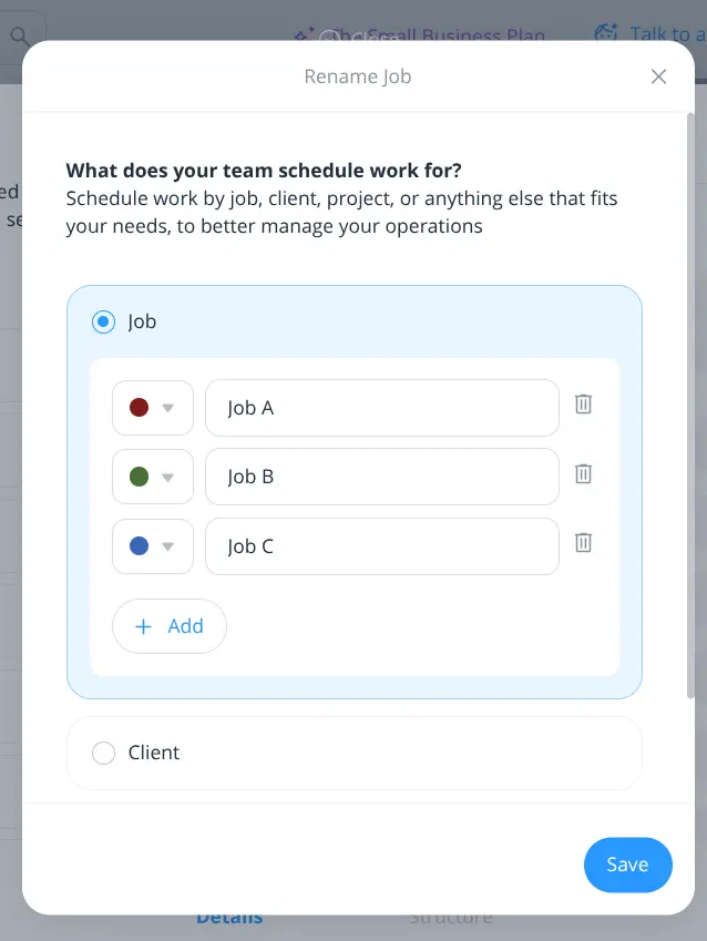timeero scheduling job settings