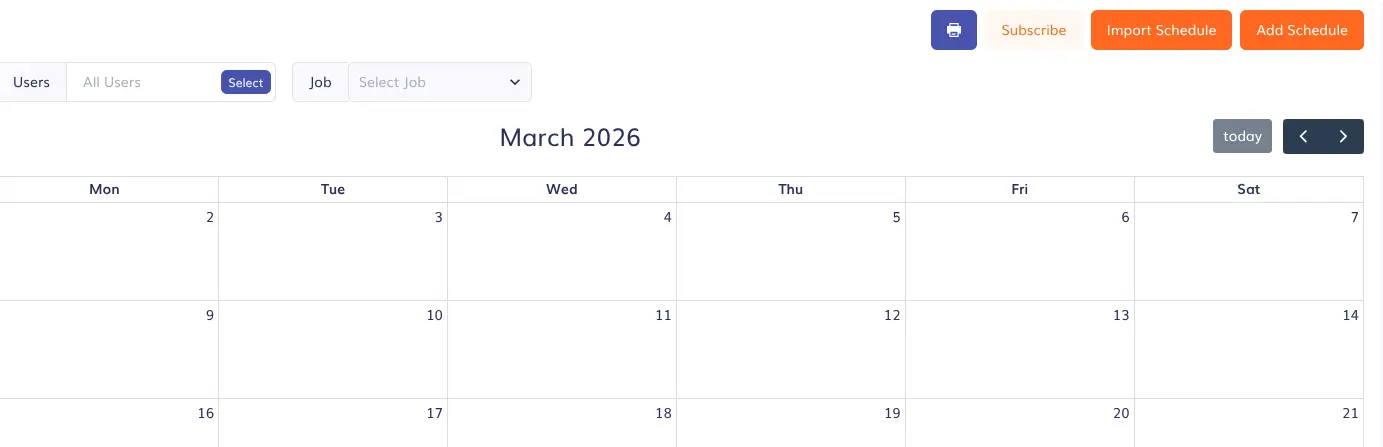 timeero schedule month view