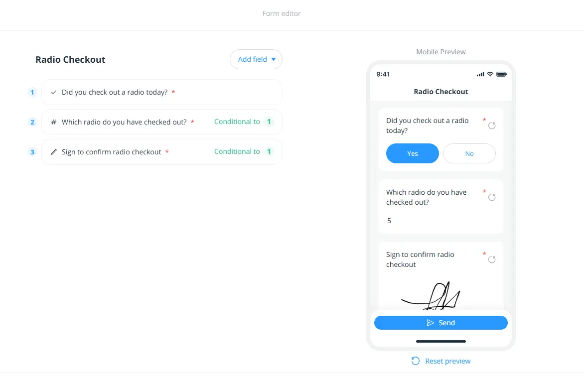 connecteam radio checkout