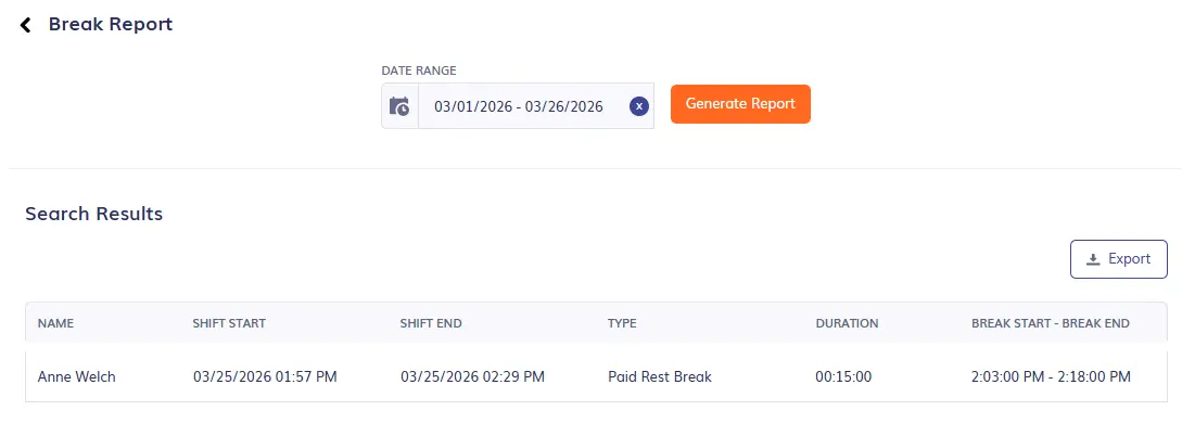 timeero break report