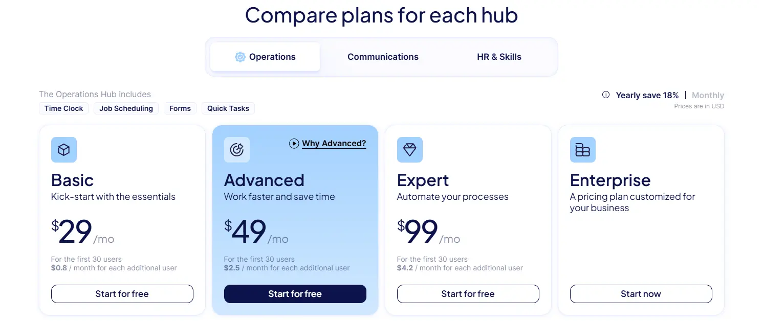 connecteam pricing screenshot