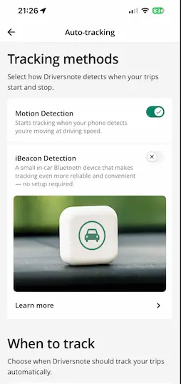 driversnote ibeacon tracking option