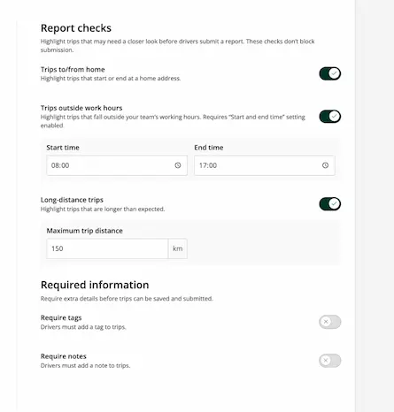 driversnote report checks