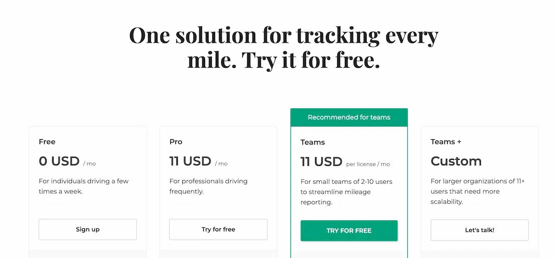 driversnote pricing screenshot