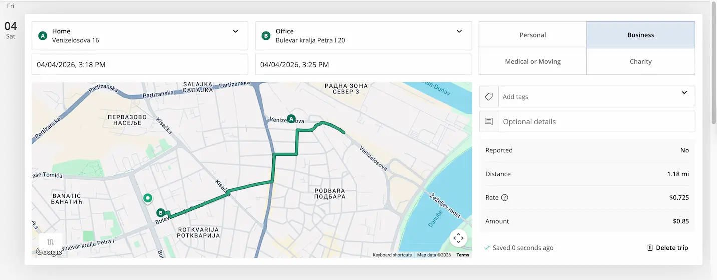 driversnote trip route