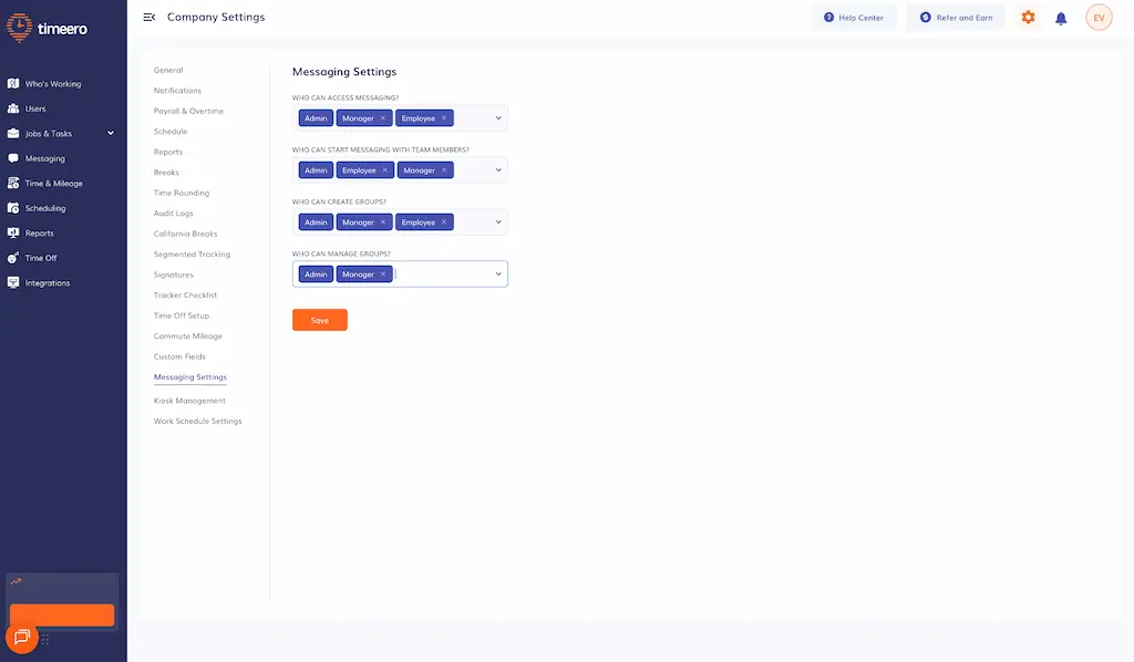 team messaging gps tracking