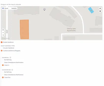 construction automatic time clock app with custom geofence