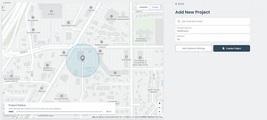 constructionclock geofencing settings
