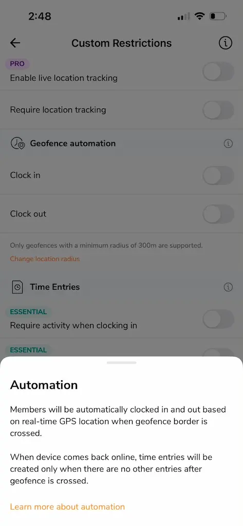jibble tracking settings mobile