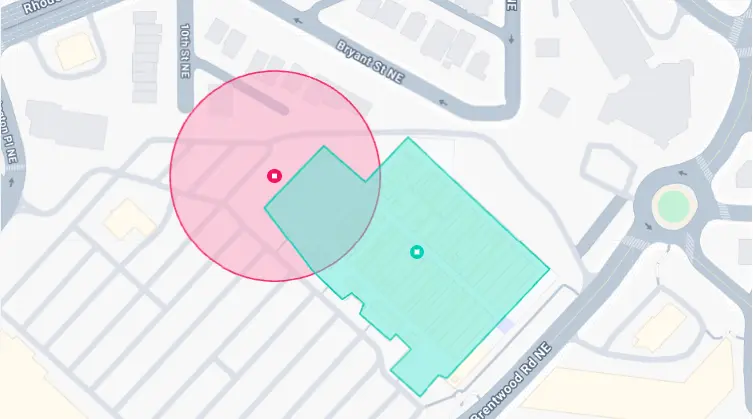 workyard map with overlapping geofences