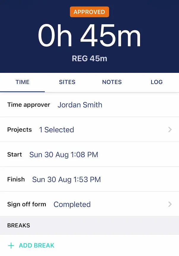 worlyard approved timesheet mobile