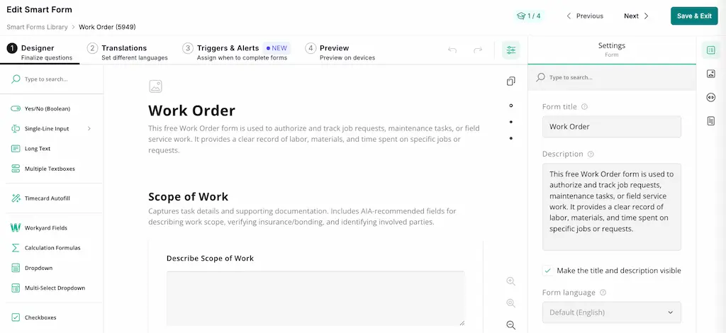 Workyard’s Smart Forms 