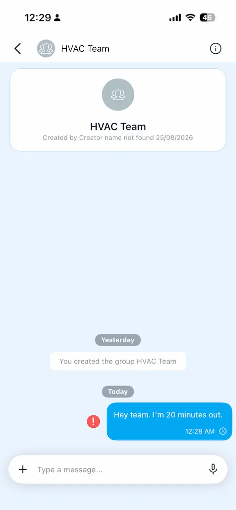 connecteam offline group chat